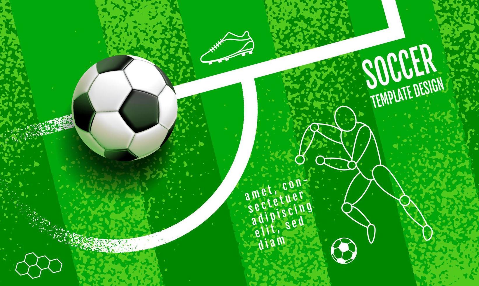 diseño de plantilla de fútbol, banner de fútbol, diseño de diseño deportivo, tema verde, ilustración vectorial vector