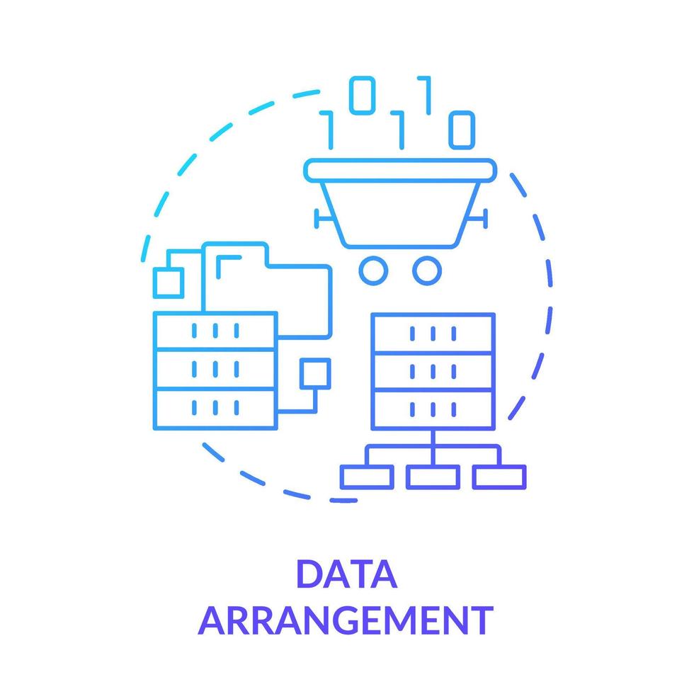 Data arrangement blue gradient concept icon. Sorting large dataset abstract idea thin line illustration. Computer system. Classification. Isolated outline drawing. vector