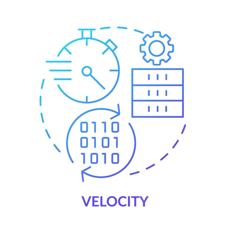 icono de concepto de gradiente azul de velocidad. big data característica idea abstracta ilustración de línea delgada. velocidad de adquisición y procesamiento de datos. dibujo de contorno aislado. vector