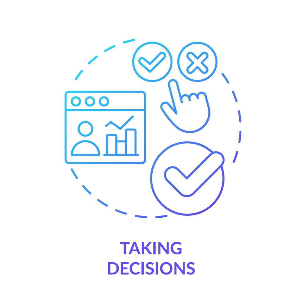 tomar decisiones icono de concepto de gradiente azul. gran ventaja de procesamiento de datos idea abstracta ilustración de línea delgada. identificar patrones. dibujo de contorno aislado. vector