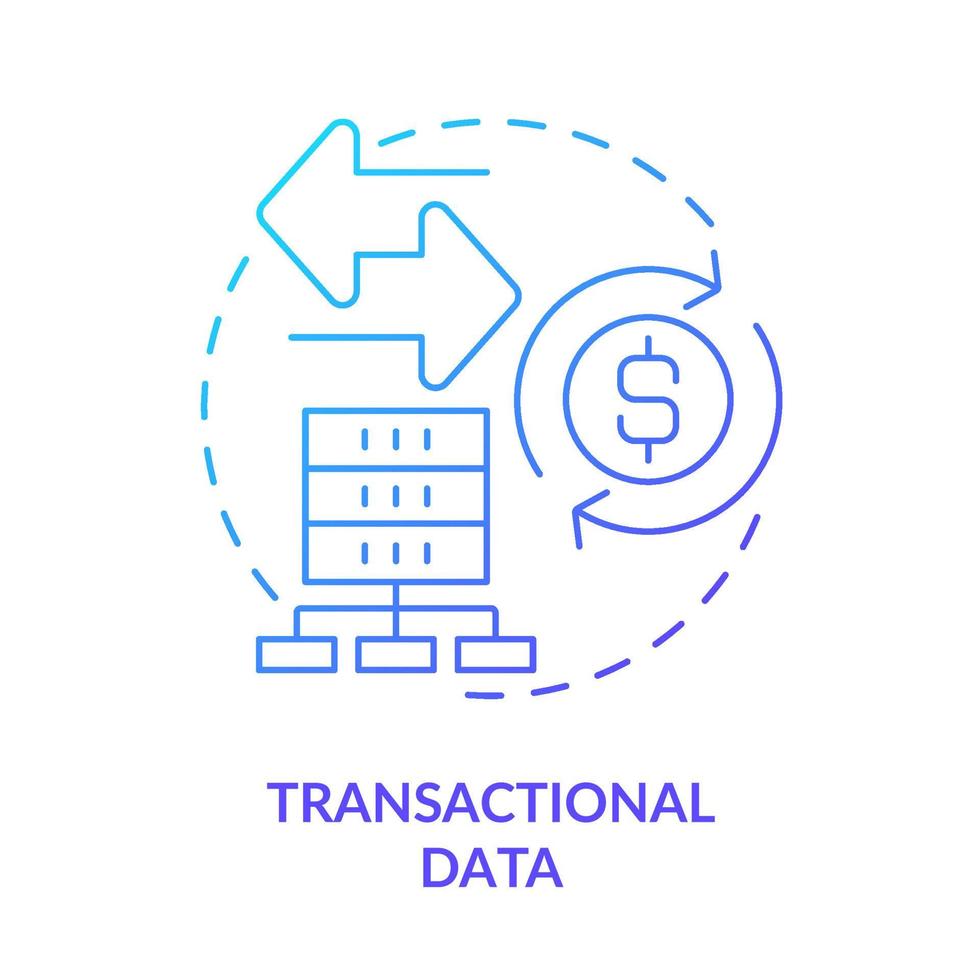 icono de concepto de gradiente azul de datos transaccionales. recopilación de registros contables idea abstracta ilustración de línea delgada. información del pedido. dibujo de contorno aislado. vector
