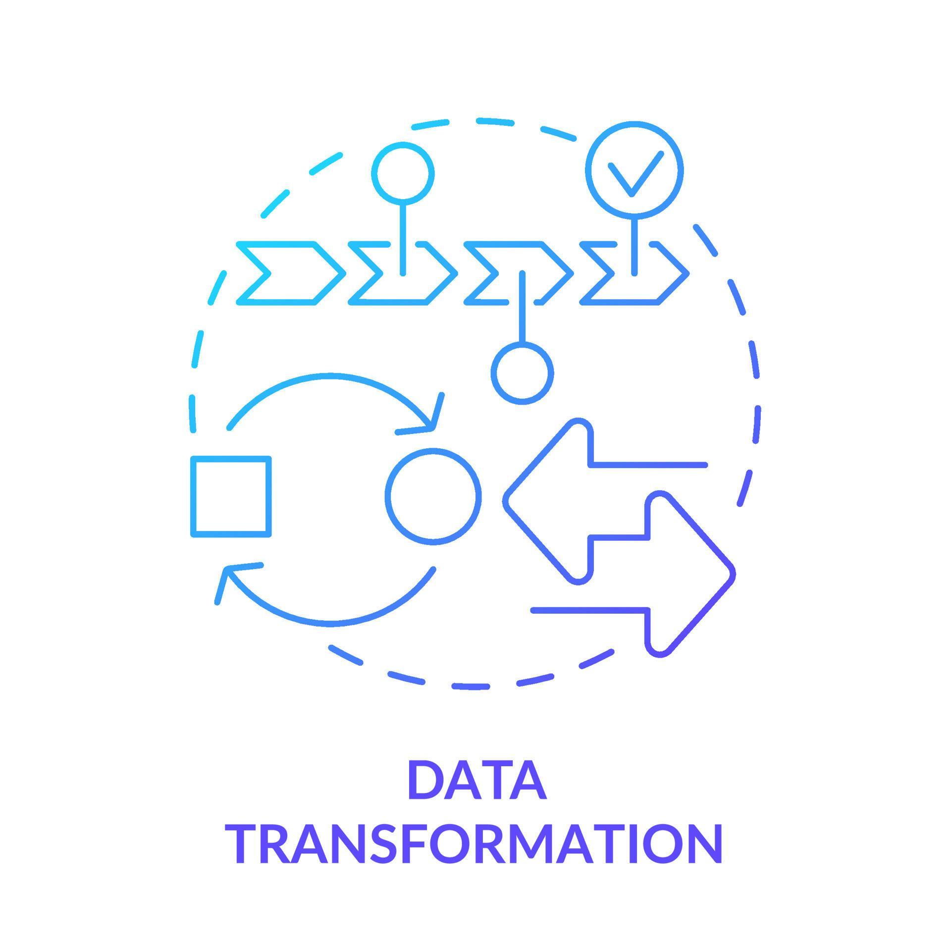Data transformation blue gradient concept icon. Data mining process ...