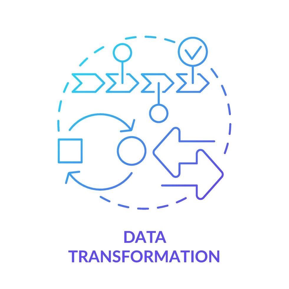 Data transformation blue gradient concept icon. Data mining process abstract idea thin line illustration. Changing format and structure. Isolated outline drawing. vector