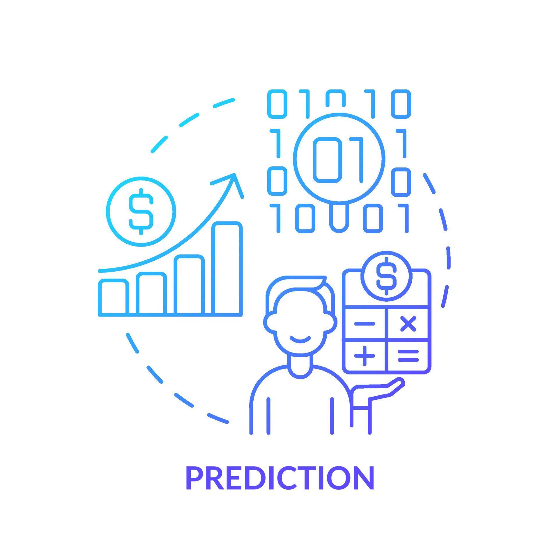 Prediction blue gradient concept icon. Data mining technique abstract