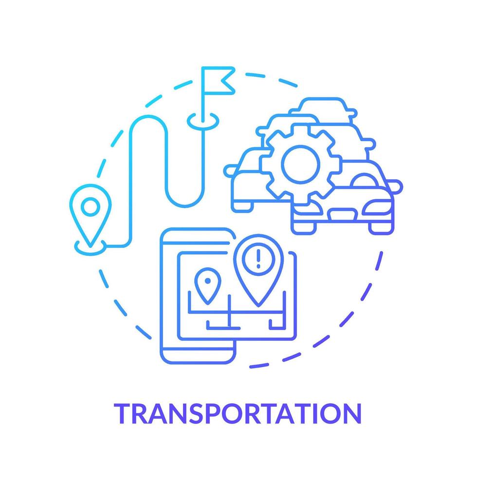 icono de concepto de gradiente azul de transporte. aplicación de big data idea abstracta ilustración de línea delgada. predicción de volúmenes de pasajeros. dibujo de contorno aislado. vector