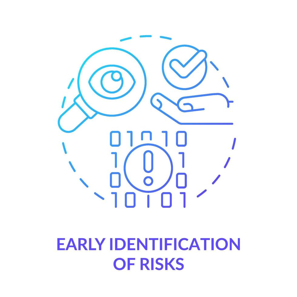 Early identification of risks blue gradient concept icon. Big data processing advantage abstract idea thin line illustration. Forecast. Isolated outline drawing. vector