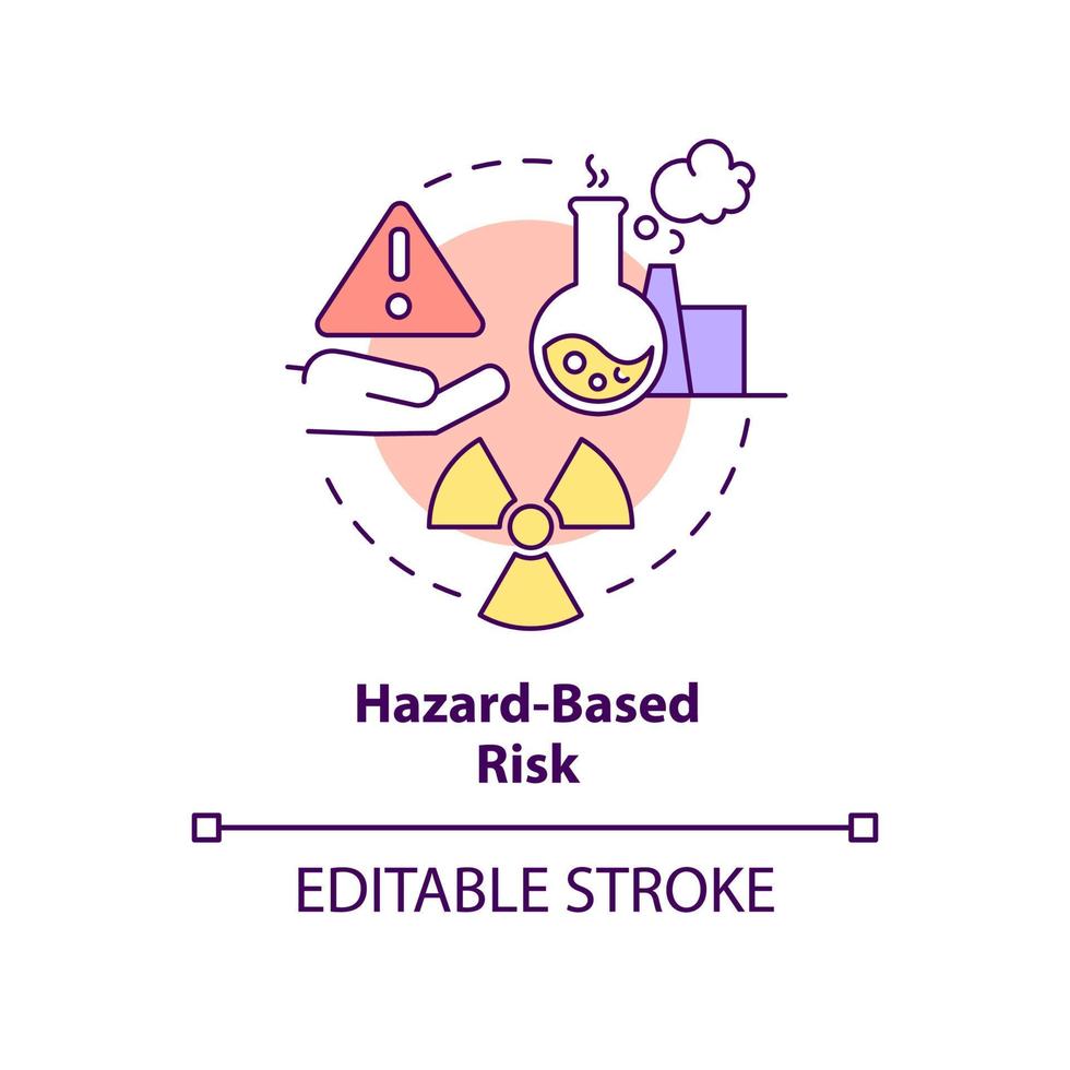 Hazard-based risk concept icon. Risk type abstract idea thin line illustration. Unsafe condition. Potential danger source. Isolated outline drawing. Editable stroke. vector