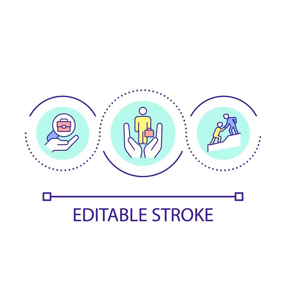 Labour market social program loop concept icon. Social protection. Service and support abstract idea thin line illustration. Isolated outline drawing. Editable stroke. vector