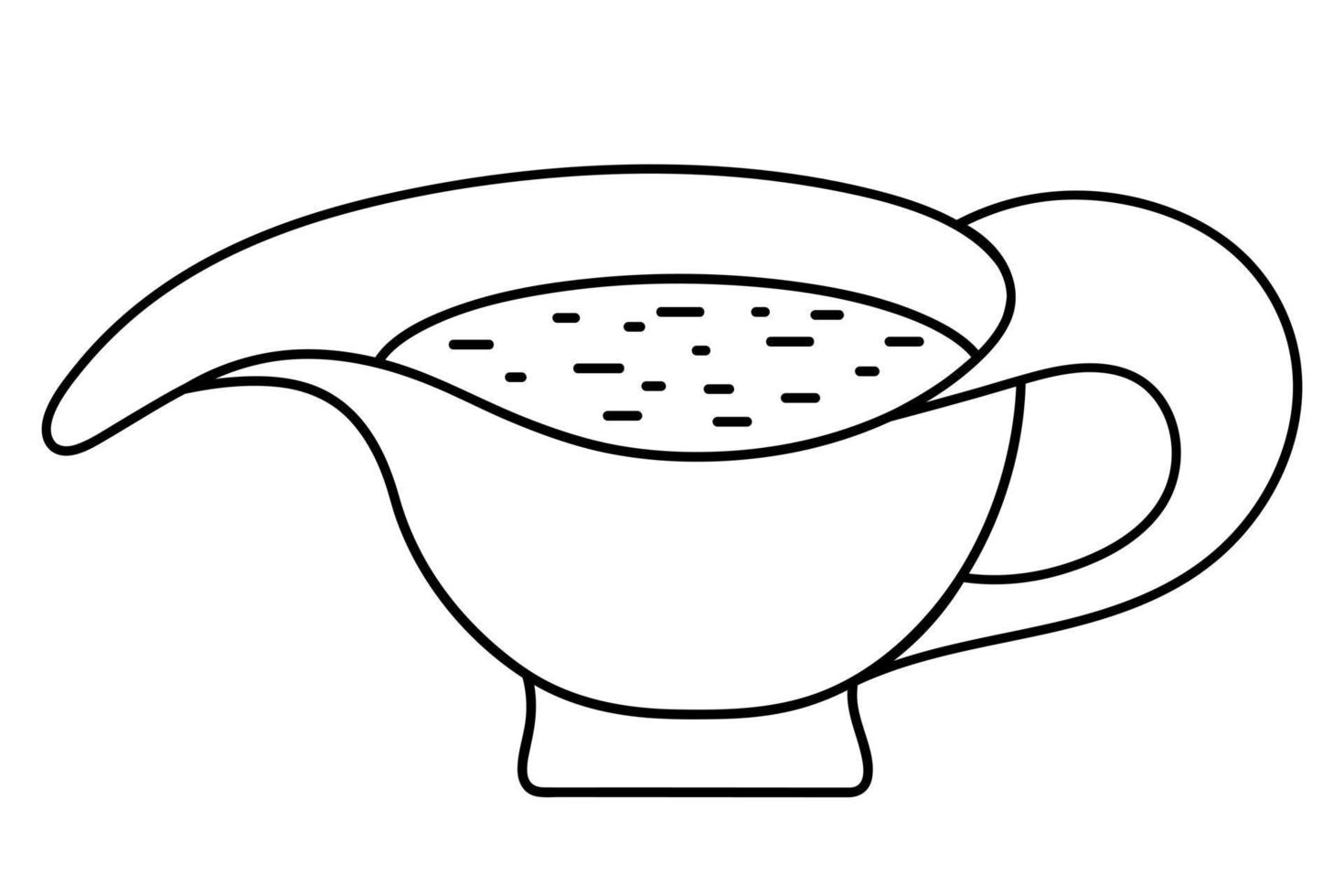 Sauce bowl. Sketch. Traditional gravy for a hot dinner. Ceramic mug for refueling. vector