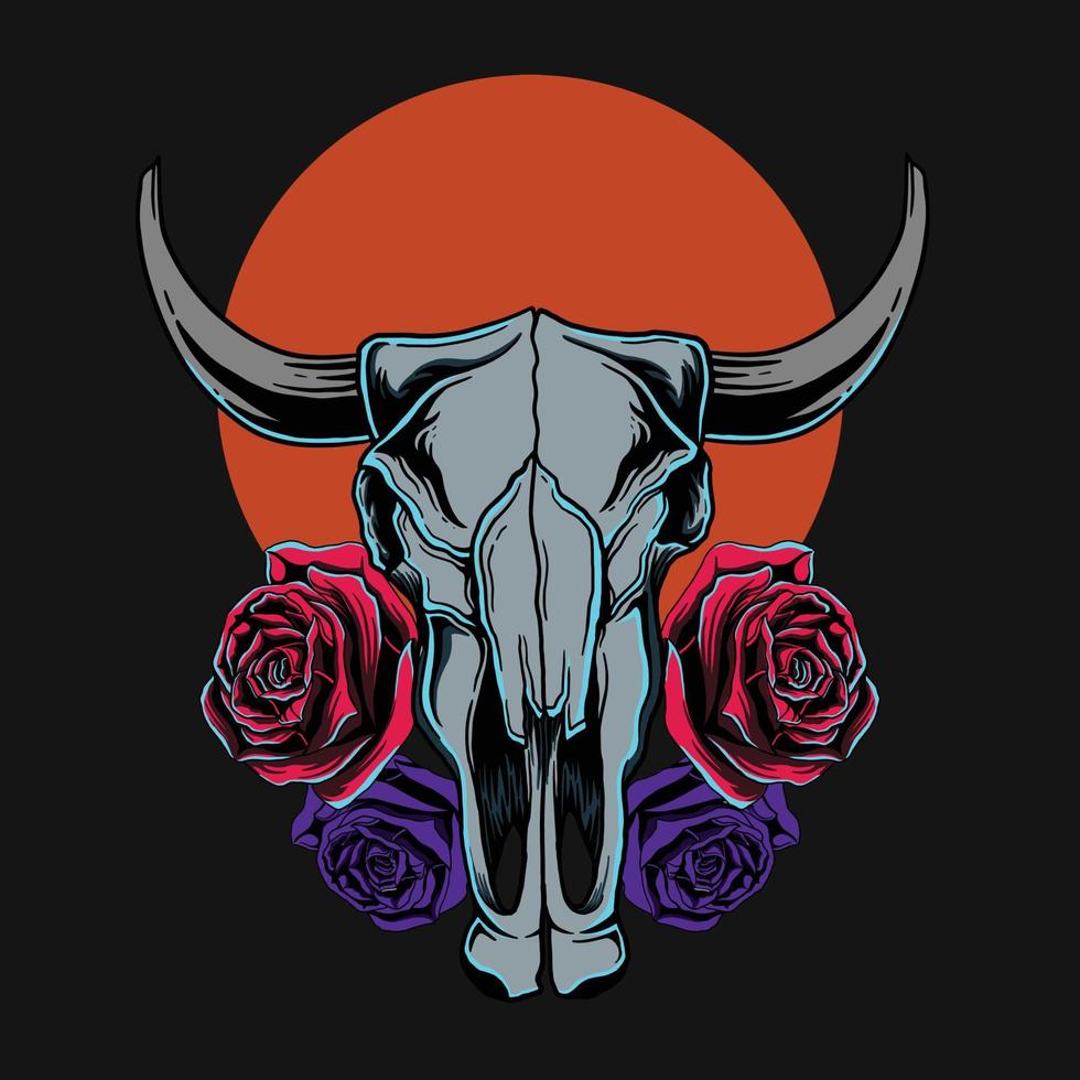 diseño de ilustración de vaca y flores vector