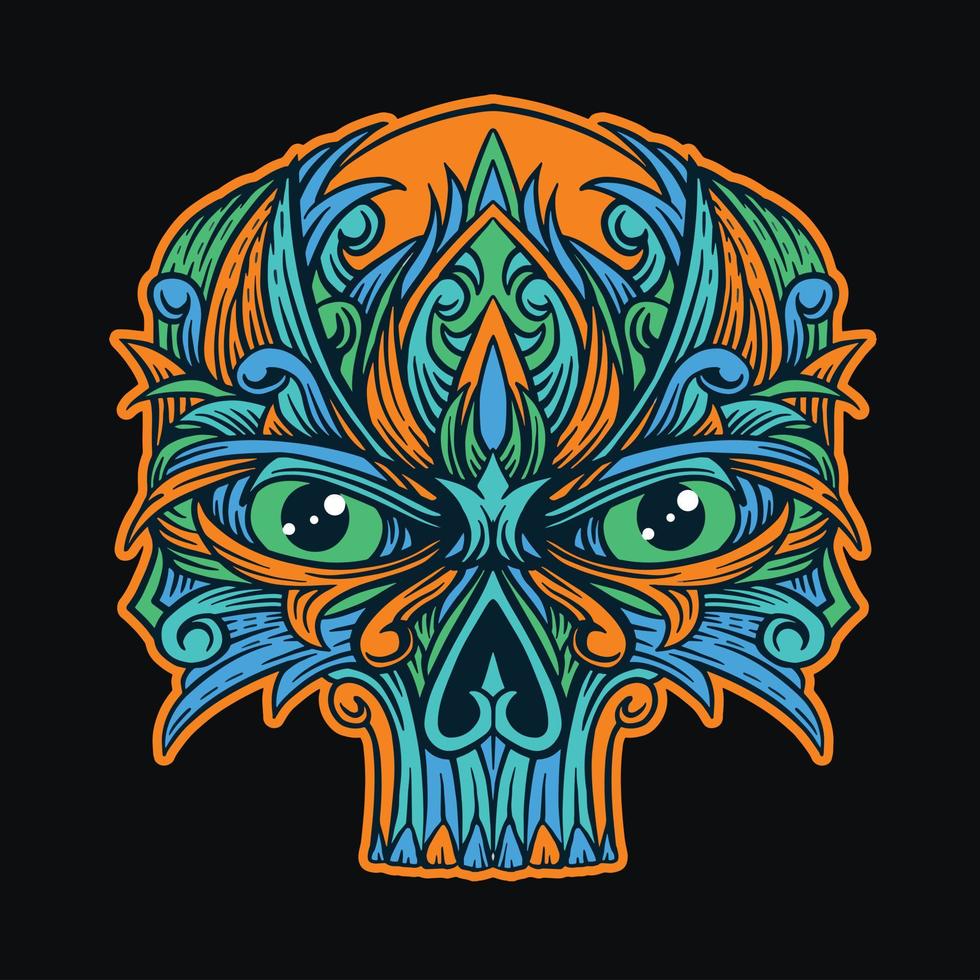 skull ornament t-shirt design vector