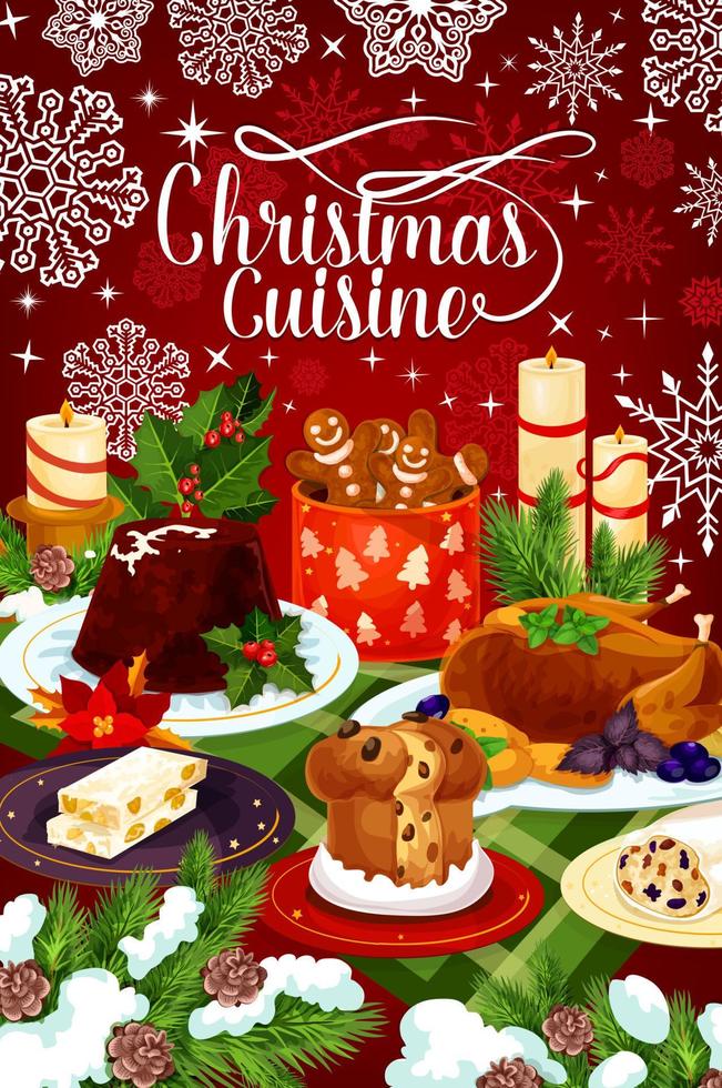 Christmas cuisine winter holiday dinner banner vector