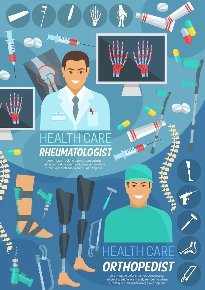 Orthopedics and rheumatology medicine banner vector