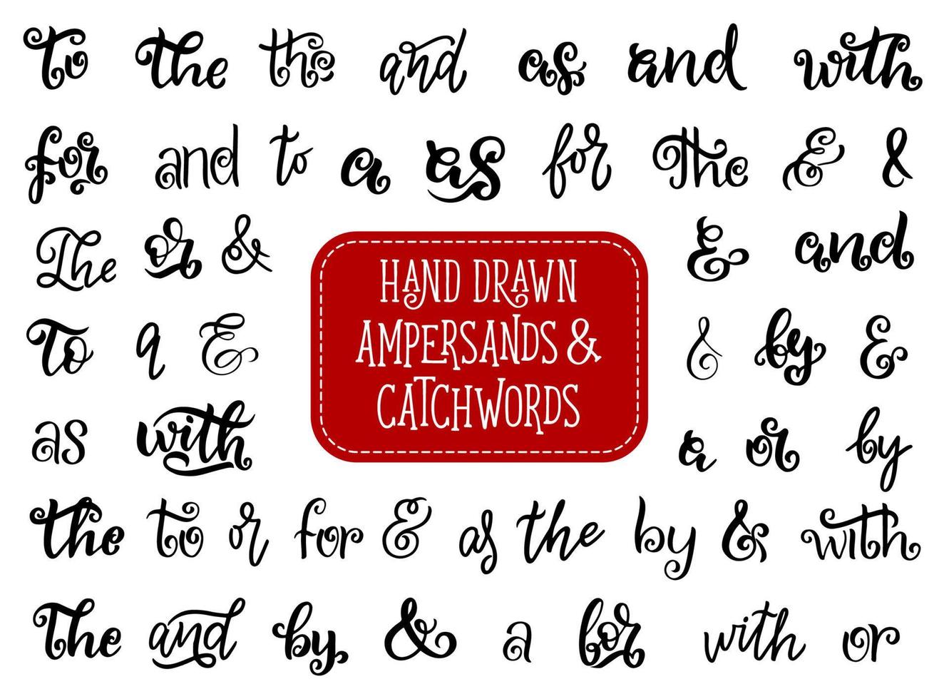 Vector hand drawn ampersands and catchwords