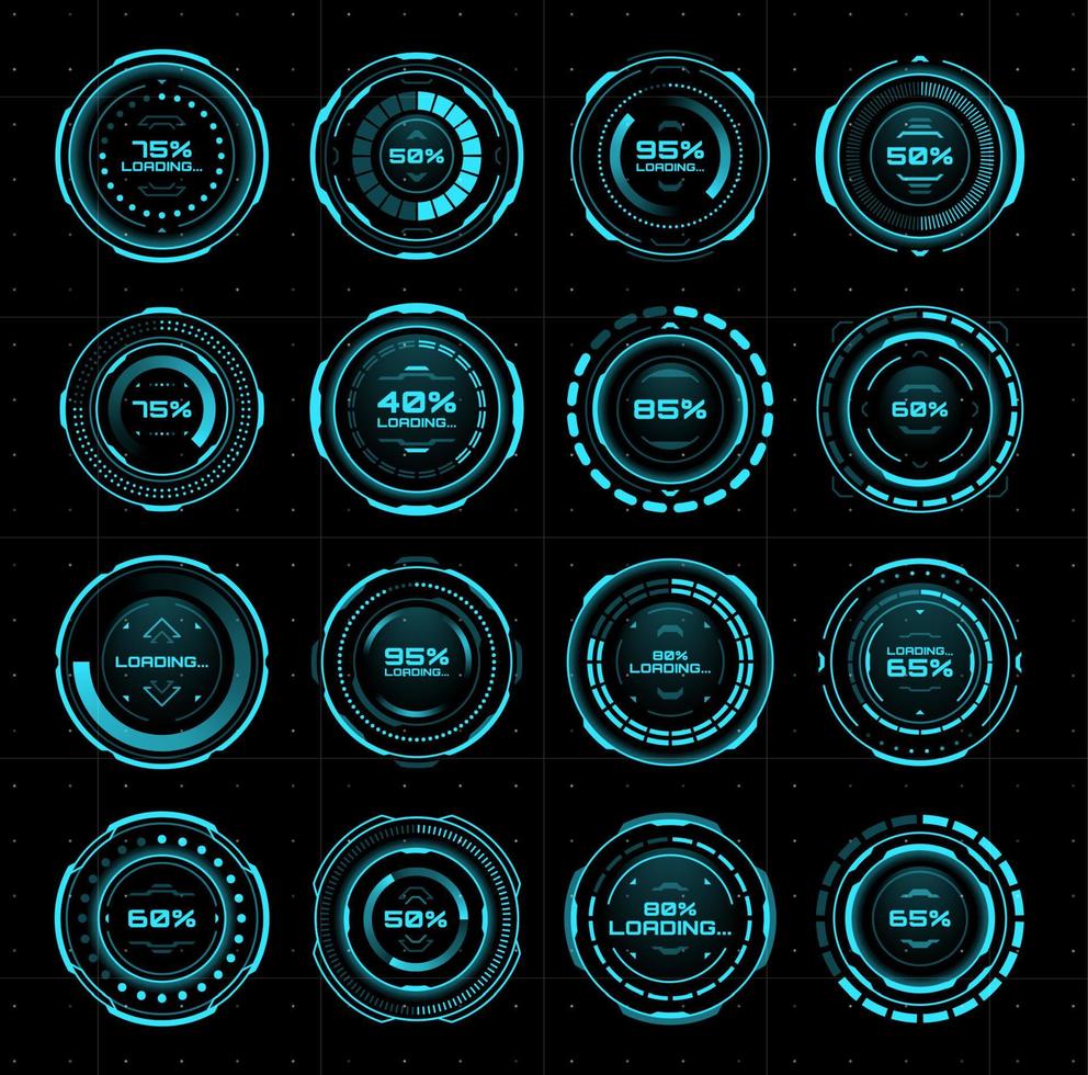 HUD user interface futuristic circle loading bars vector