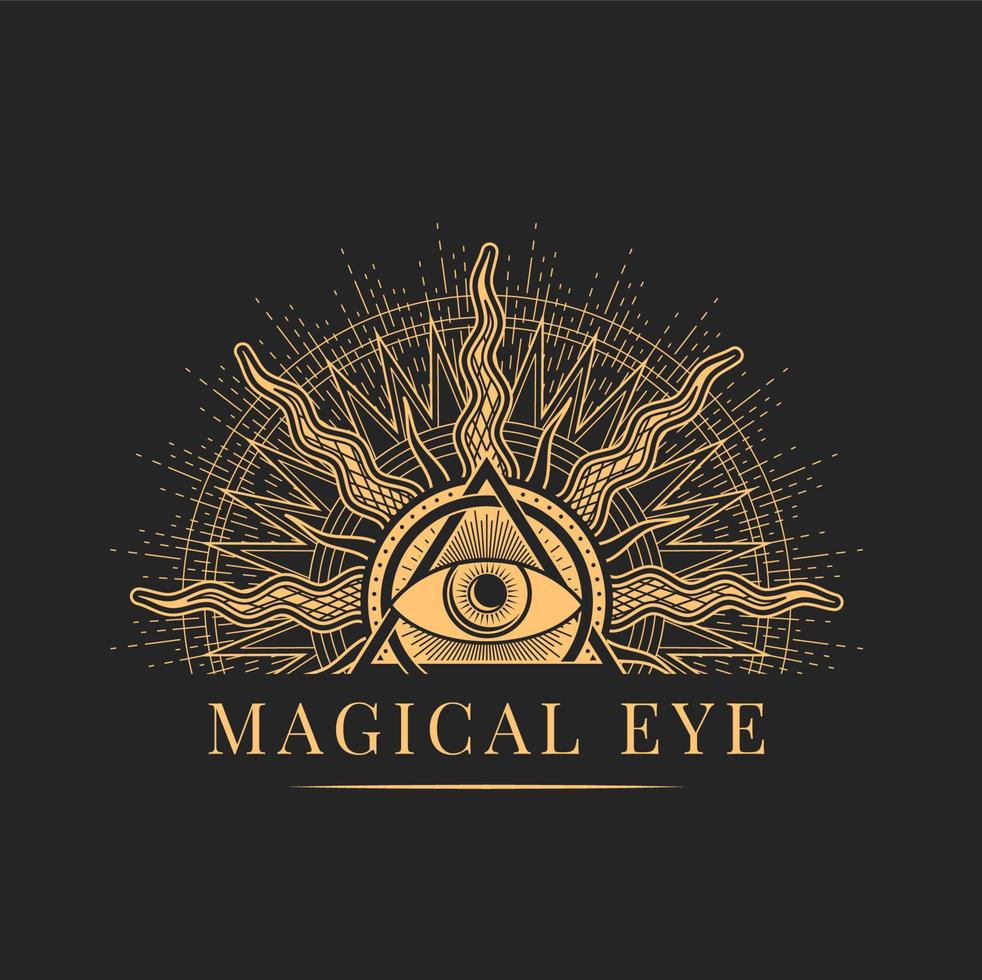 Witchcraft and magic, mason esoteric icon with eye vector