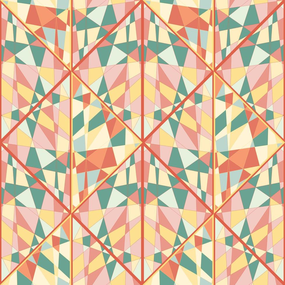 Decorative kaleidoscope mosaic ornament. Abstract shapes seamless pattern. vector