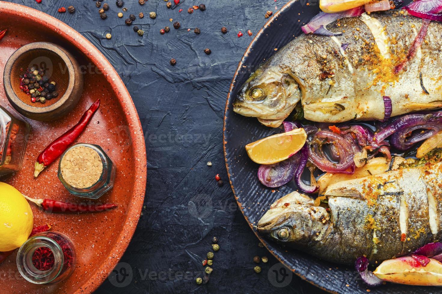 Whole roasted trout. photo