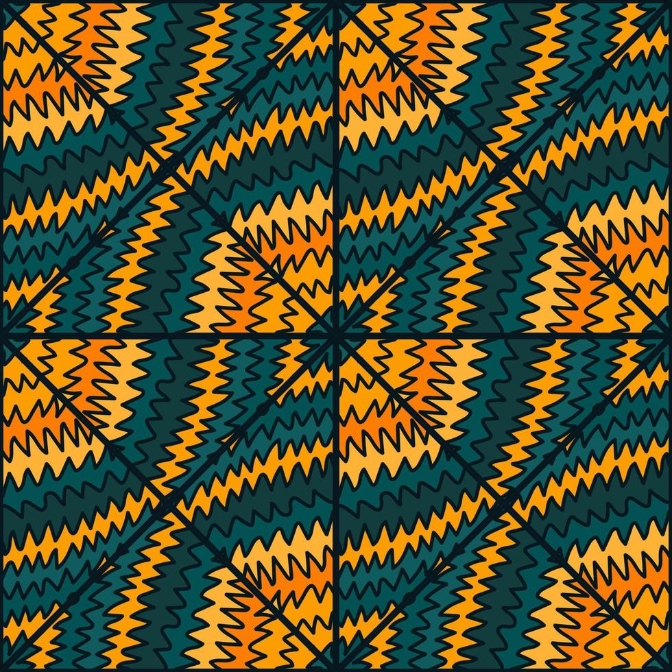 Abstract wave seamless pattern in doodle style. Hand drawn zig zag lines mosaic ornament. vector