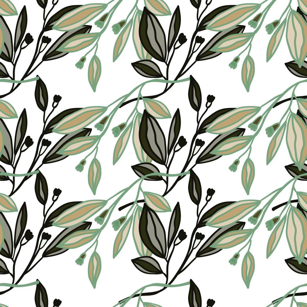 Romantic leaves and flower seamless pattern. Vintage style floral wallpaper. Cute plants endless backdrop vector