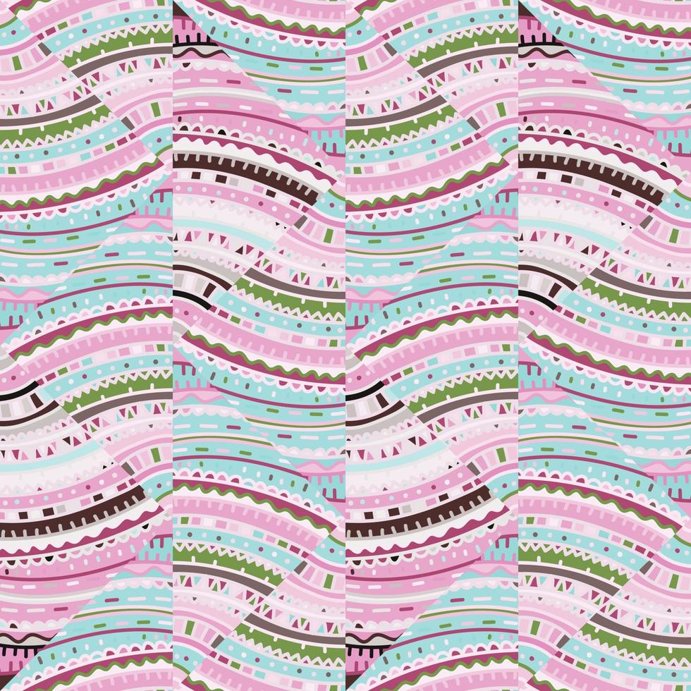 Creative hand drawn ornament in folk style. Tribal lines mosaic seamless pattern. Abstract geometric ethnic tile. vector