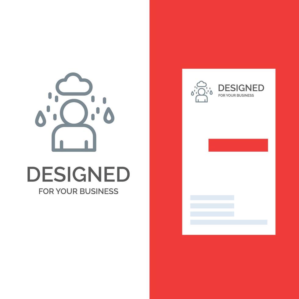 Man Cloud Rainy Grey Logo Design and Business Card Template vector