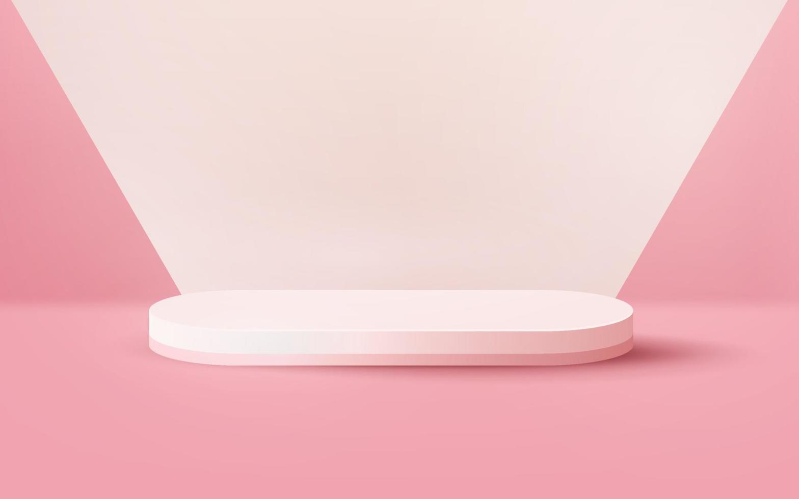 3d rendered luxury pink pastel podium with white curtain showcase vector