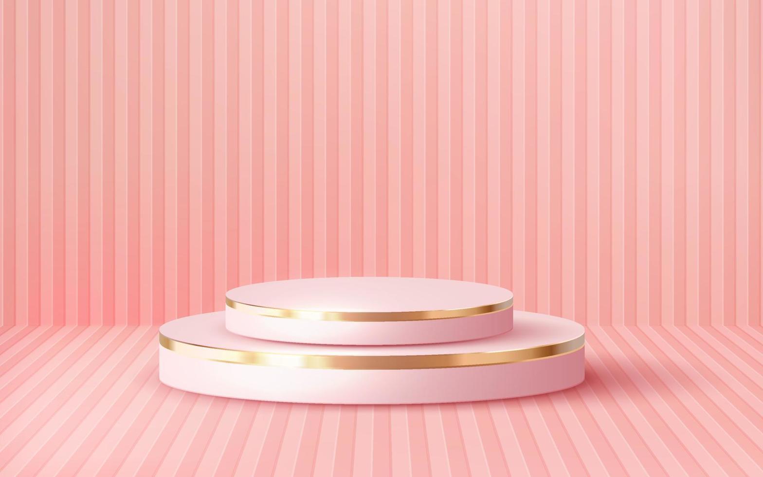 3d rendered luxury two step pink pastel podium showcase vector 3d pink background 261022