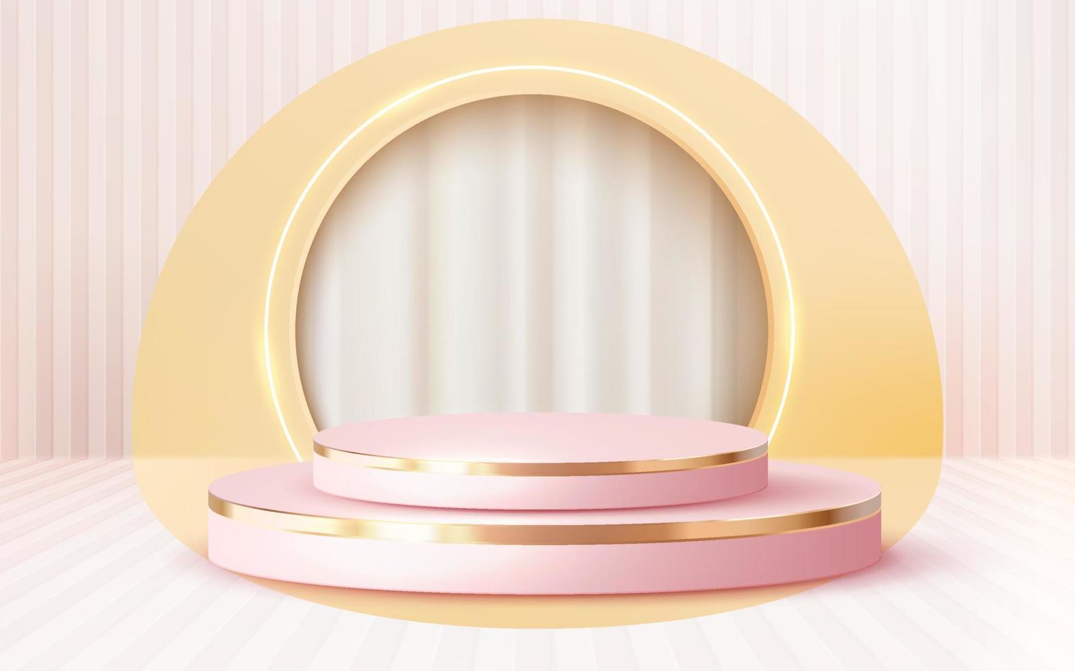 3d rendered luxury rose pink gold podium with white curtain showcase vector 3d 261022