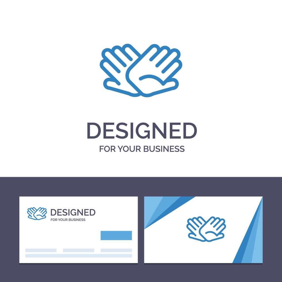 tarjeta de visita creativa y plantilla de logotipo manos de caridad ayudan a ayudar a las relaciones ilustración vectorial vector
