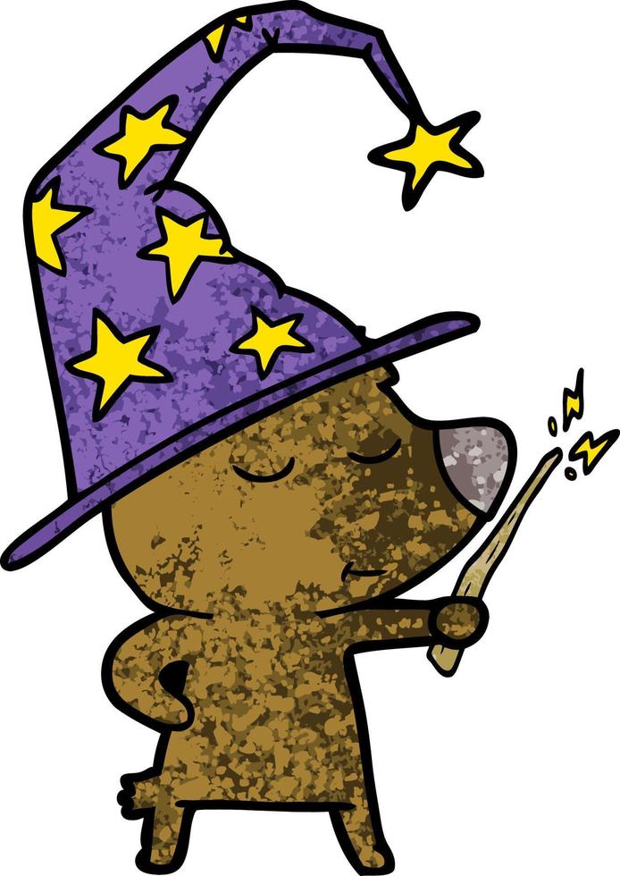 Cute magician bear vector