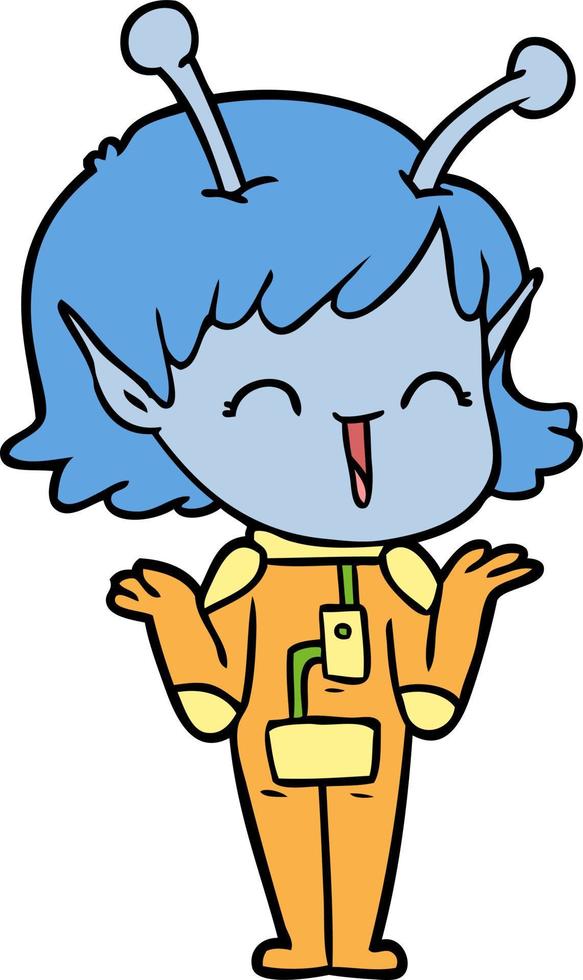 Cartoon alien girl vector
