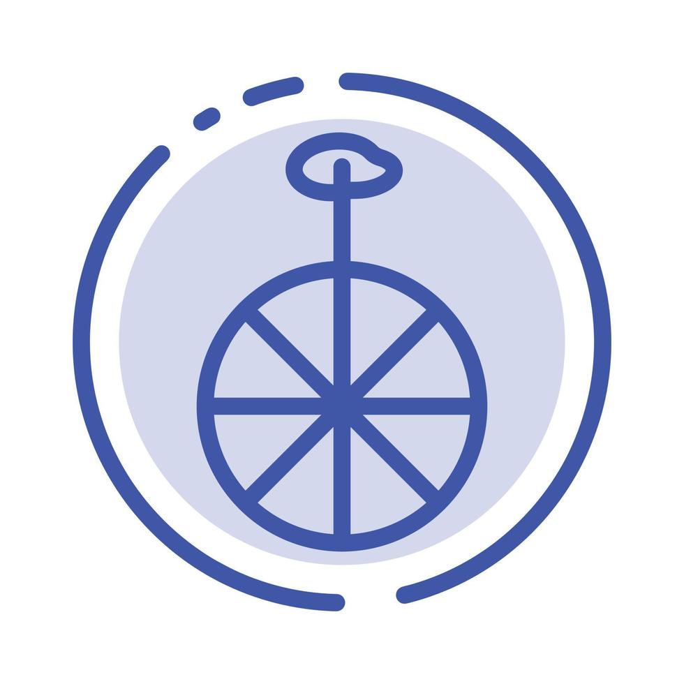 rueda ciclo circo azul línea punteada icono de línea vector