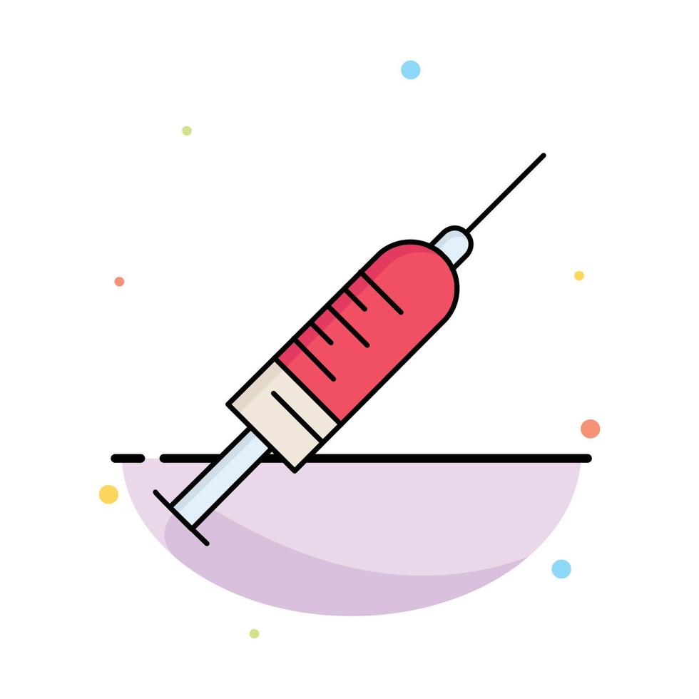 syringe injection vaccine needle shot Flat Color Icon Vector