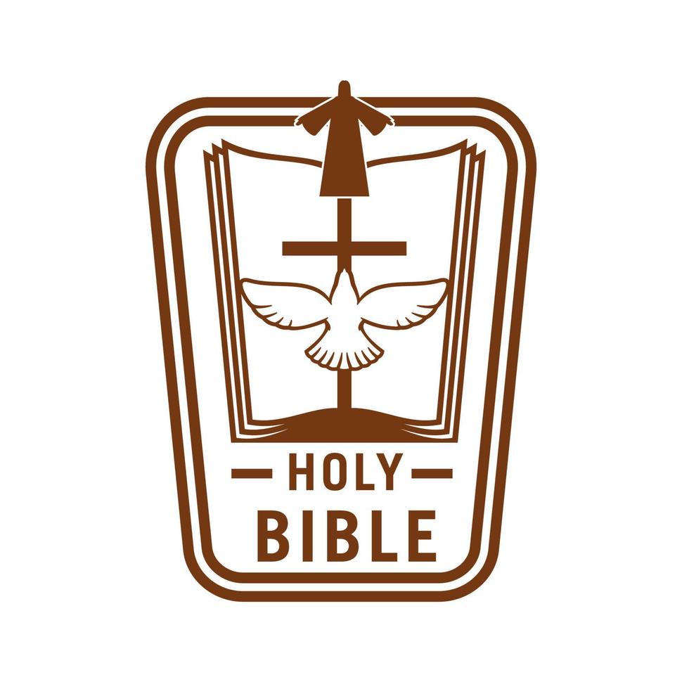 Holy Bible icon with cross, dove and Jesus Christ vector