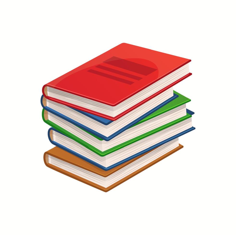 Cartoon books, textbooks and bestsellers stack vector