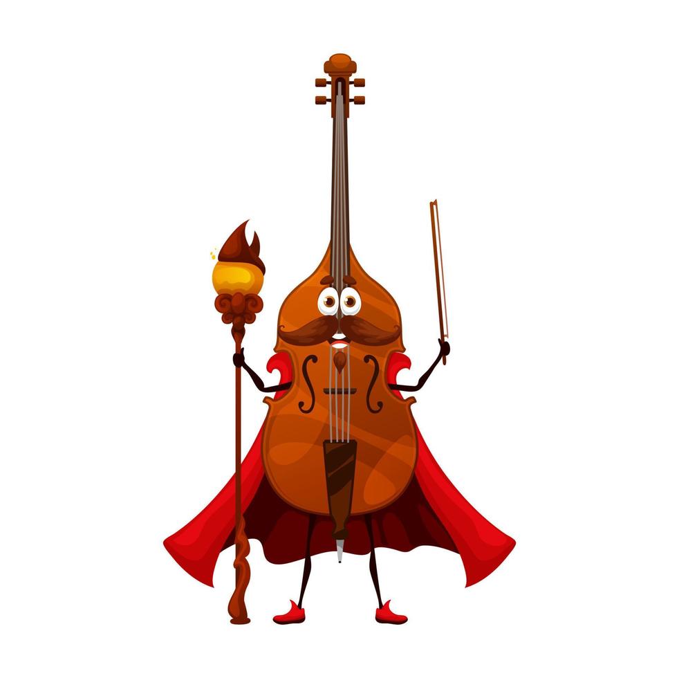 Cartoon wizard contrabass or double bass character vector