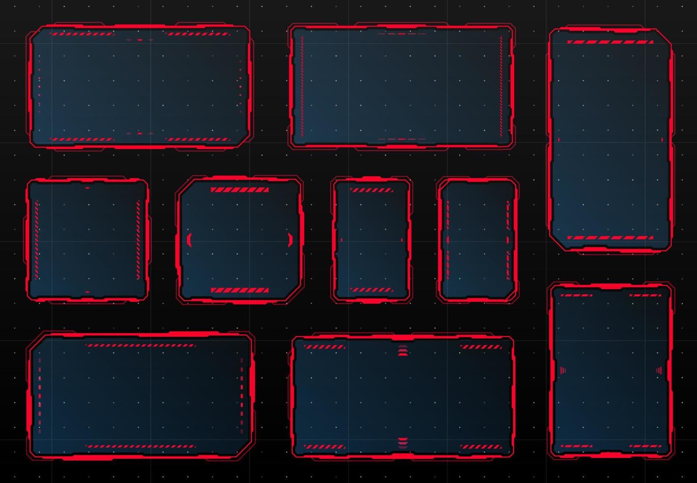 Red HUD danger warning and alert attention frames vector