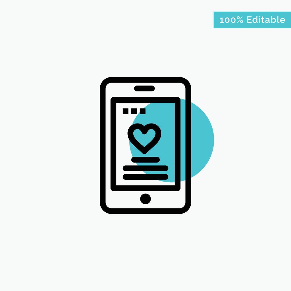 Cell Love Phone Wedding turquoise highlight circle point Vector icon