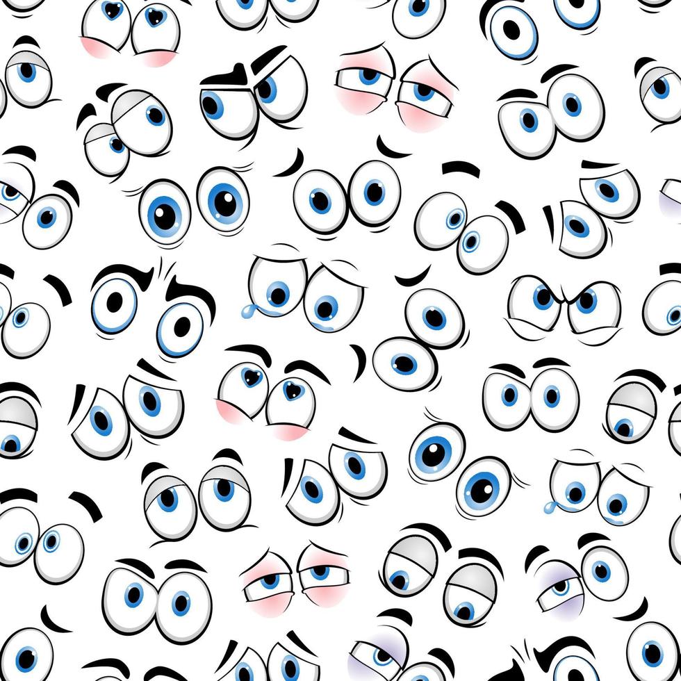 caricatura, ojos, emoji, sonrisas, vector, seamless, patrón vector