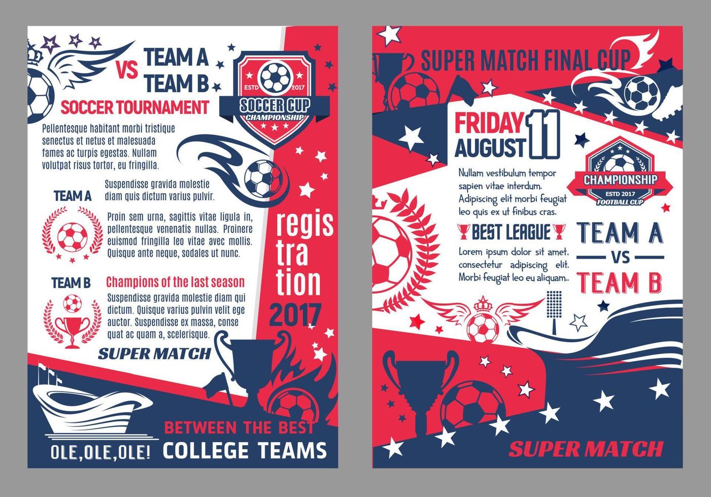 Vector soccer football championship posters
