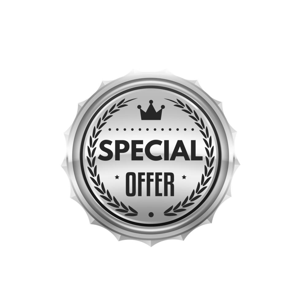 Shop price special offer silver badge and label vector