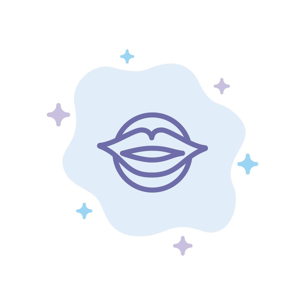 Lips Mouth Valentines Face Beauty Blue Icon on Abstract Cloud Background vector