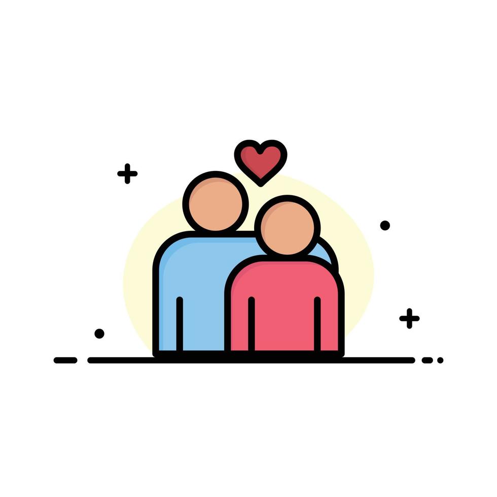 pareja amor matrimonio corazón negocio línea plana lleno icono vector banner plantilla