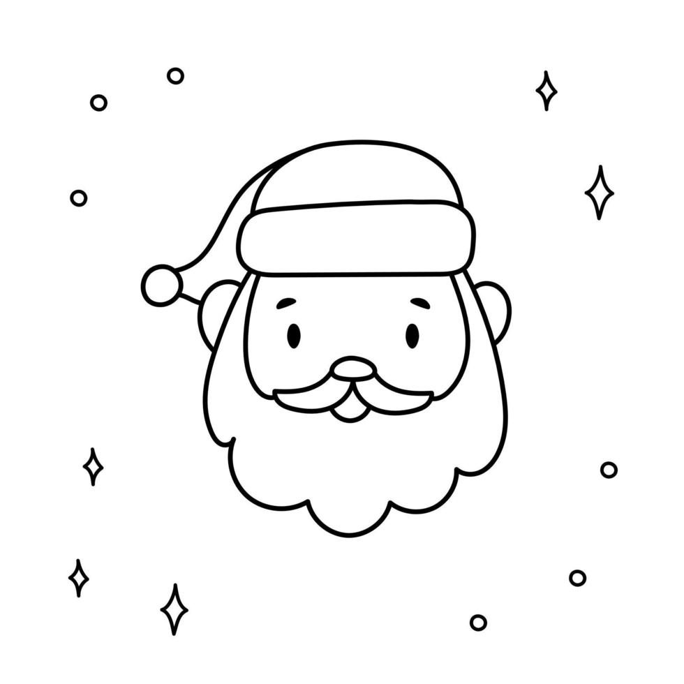 Hand drawn christmas Santa Claus isolated on white background. New Year vector man sketch, doodle icon or holiday illustration.