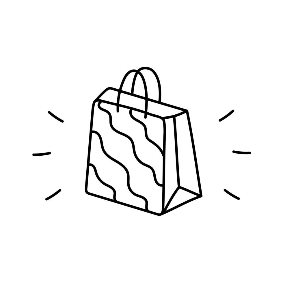 bolsa de compras de garabatos. icono dibujado a mano. elemento de diseño gráfico para publicidad, volante, afiche, tienda web. vector