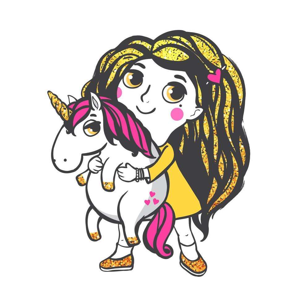 Gold Unicorn Illustration. vector