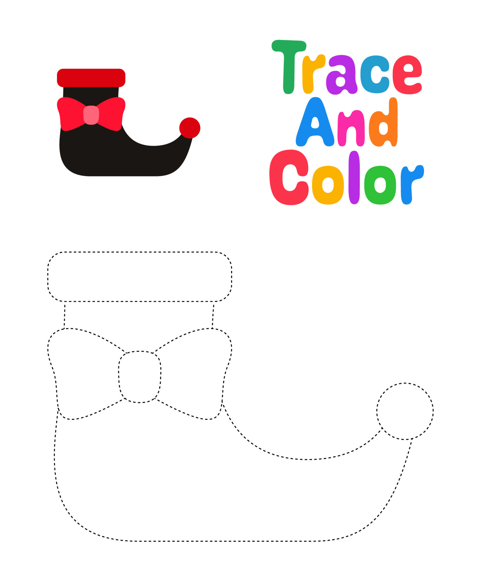 Elf shoe tracing worksheet for kids 13467693 Vector Art at Vecteezy Elf shoe tracing worksheet for kids 13467693 Vector Art at Vecteezy