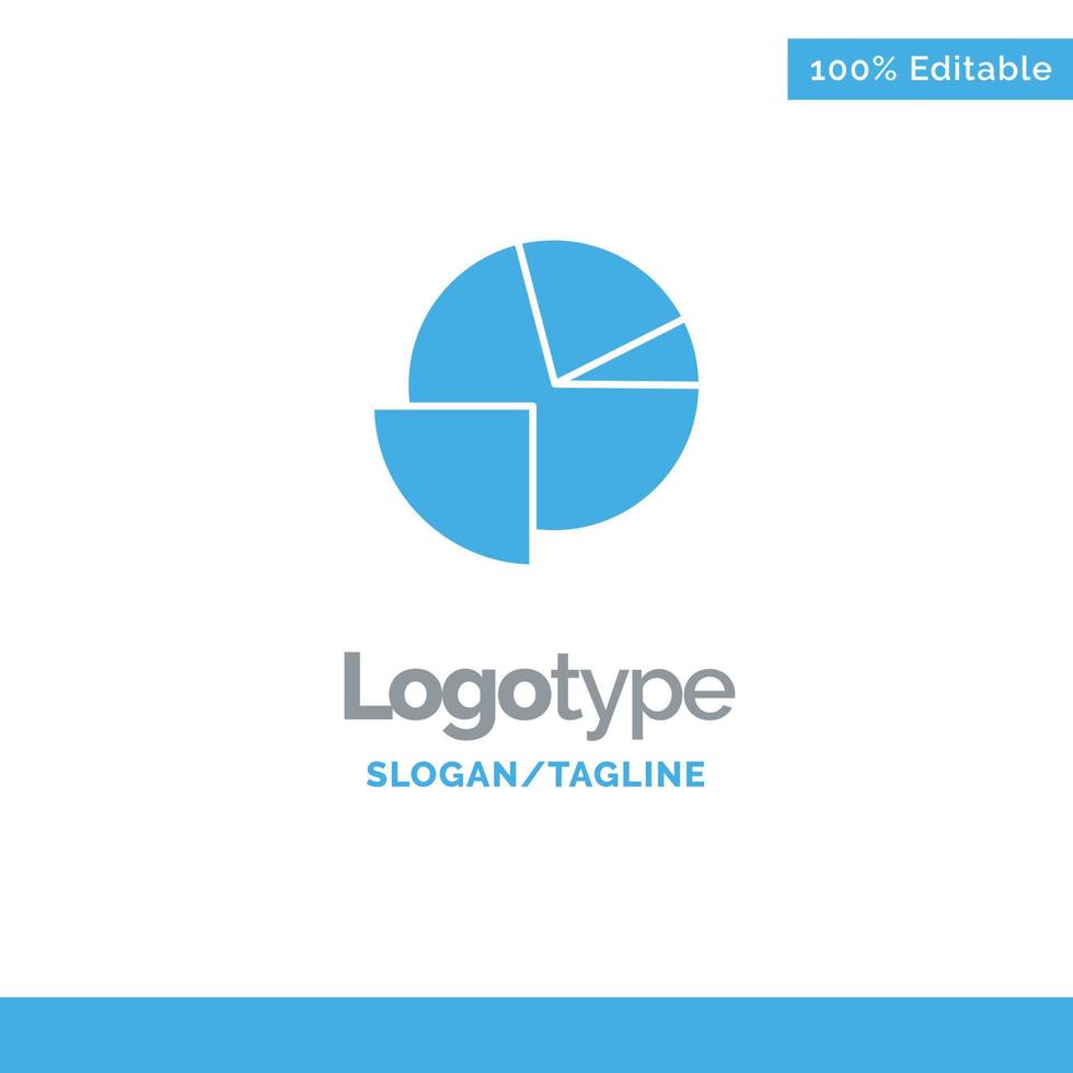 gráfico de análisis gráfico circular plantilla de logotipo sólido azul lugar para el eslogan vector