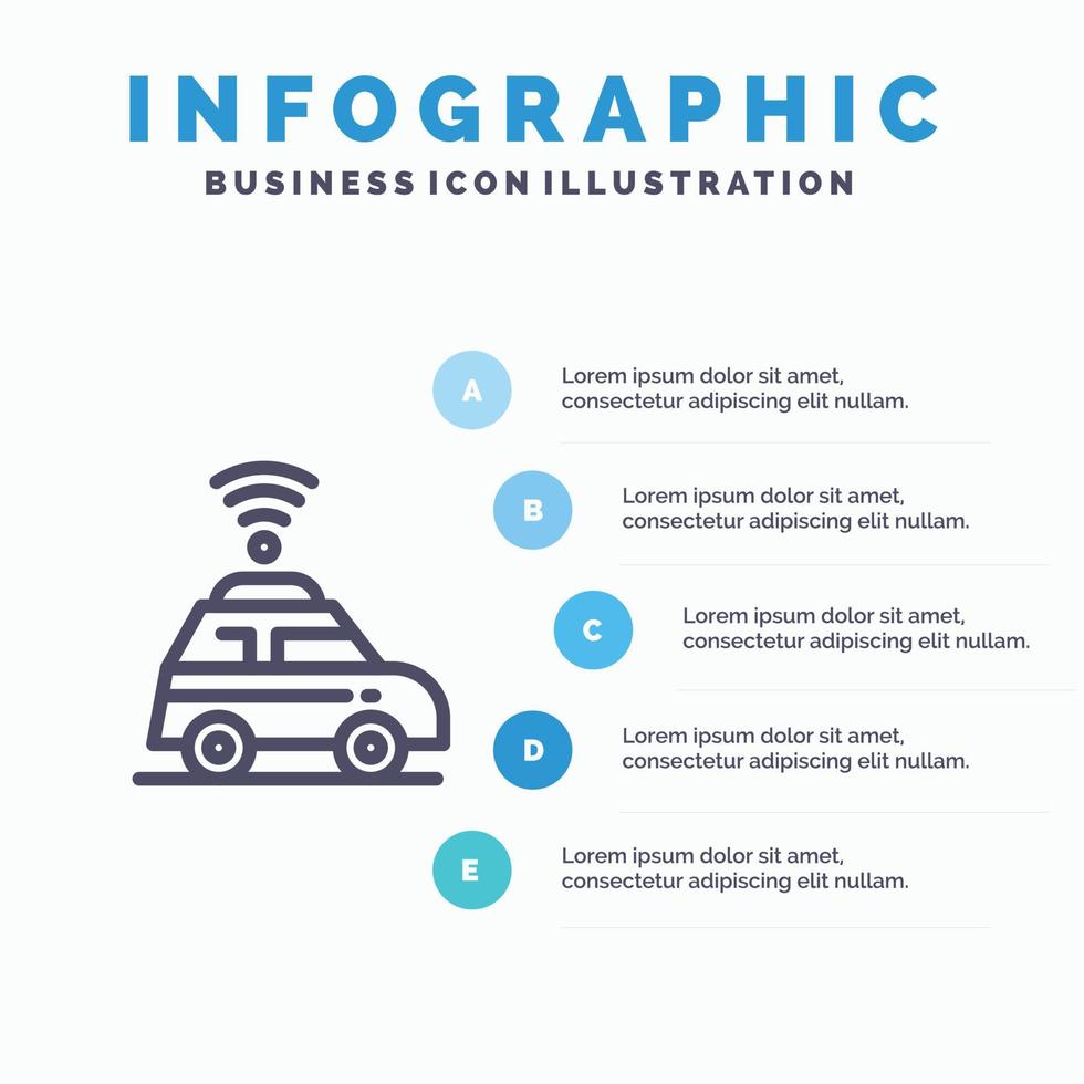 Car Location Map Line icon with 5 steps presentation infographics Background vector